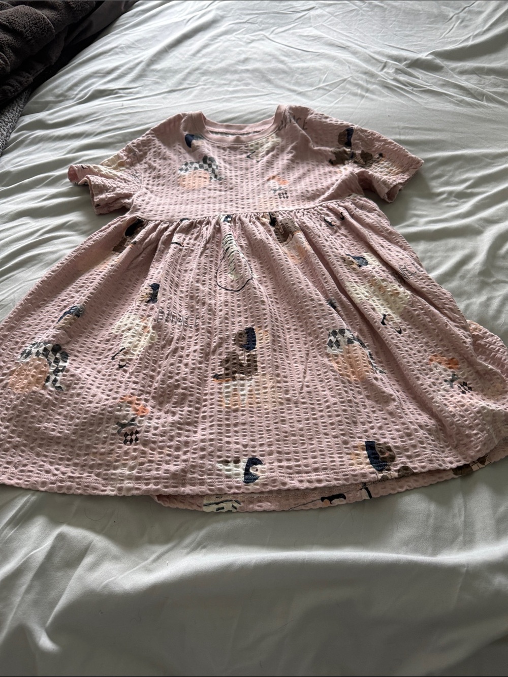 next Soft Pink Waffle Knit Dress with Multicolor Animal Print.